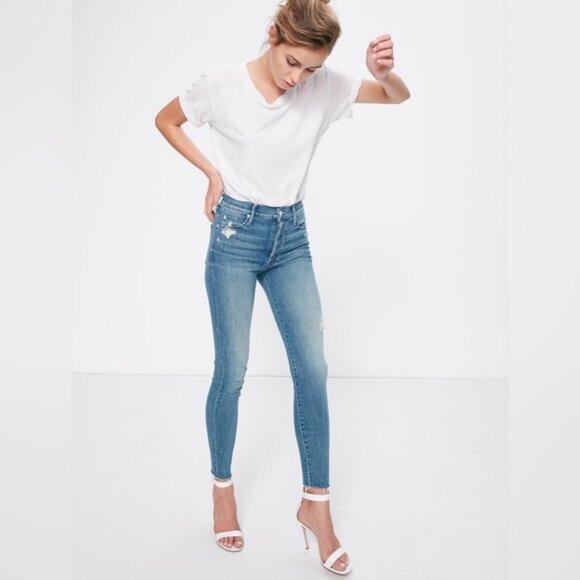 Mother The Stunner Ankle Fray Graffiti Girl Jeans - Picture 1 of 10